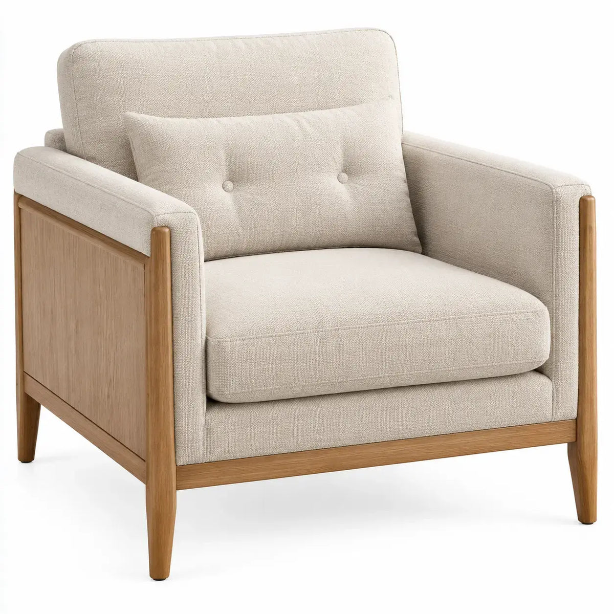 Fåtölj med ryggstöd och armstöd – beige/brun