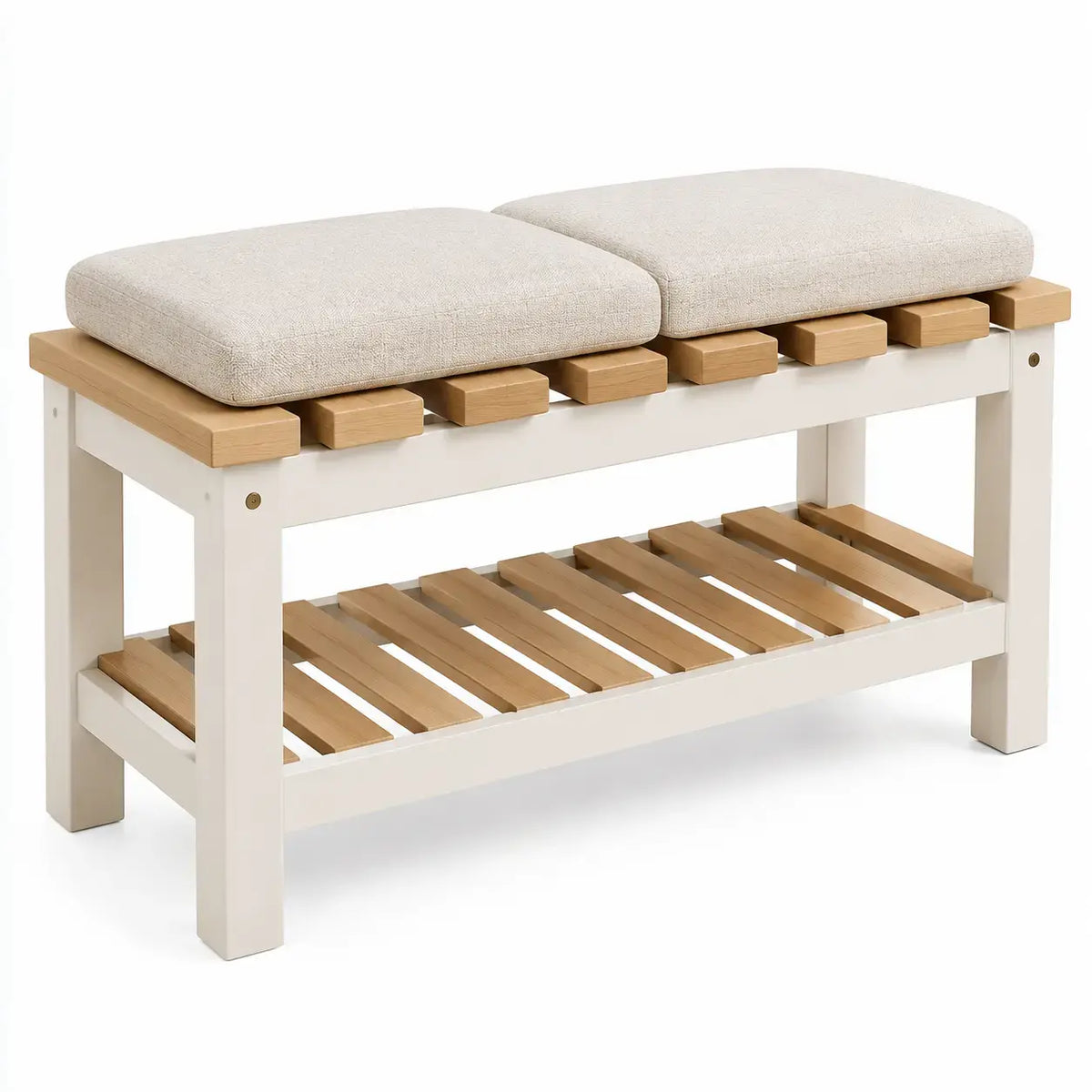 Sittbänk med förvaring – beige/brun
